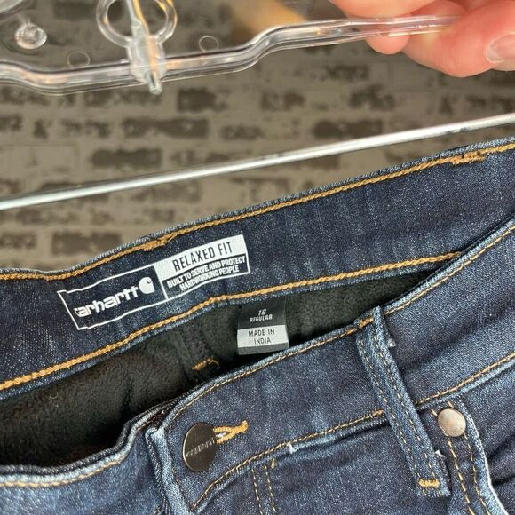 Carhartt | women fleeced lined denim jeans relaxed fit - Picture 2 of 10